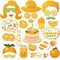25-piece set of orange fruit-themed photo booth props with sticks—perfect for “Little Cutie” summer selfies, citrus-themed birthday parties, and fun photography backdrop decorations.